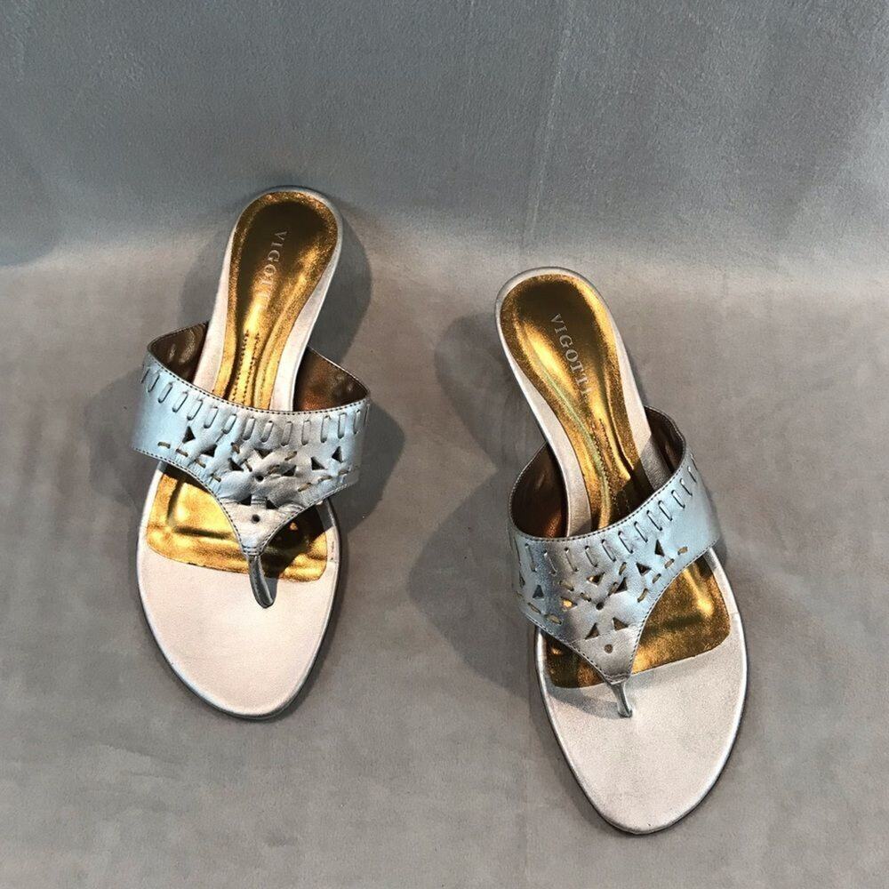 Vigotti Slip on kitten heels  Silver and Copper Size 9